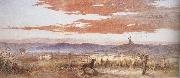 Frederick james shields Gathering the Flock at Sunset (mk37) Spain oil painting artist